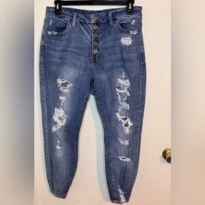 Rue21 Blue Distressed Boyfriend Jeans